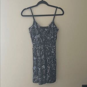Express Black/Navy Sequin Mini Dress